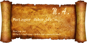 Metzger Adorján névjegykártya